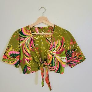 Vintage 1970's Handmade Tie Front Top